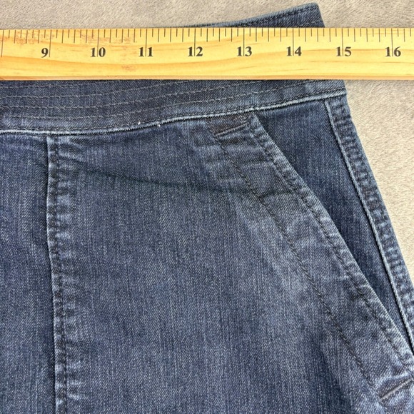 Loft 4 Denim Mini Skirt A-Line Patch Pockets Dark Wash Exposed Back Zip Retro - Picture 7 of 8